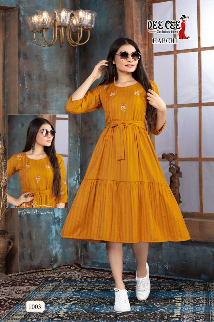 Harchi By Deecee Rayon Short Designer Kurtis Catalog